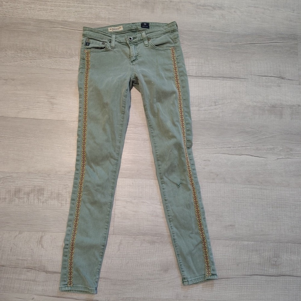 AG Super Skinny Jegging Ankle Green 24 R Jeans Cigarette 24x27‎ Low Rise
